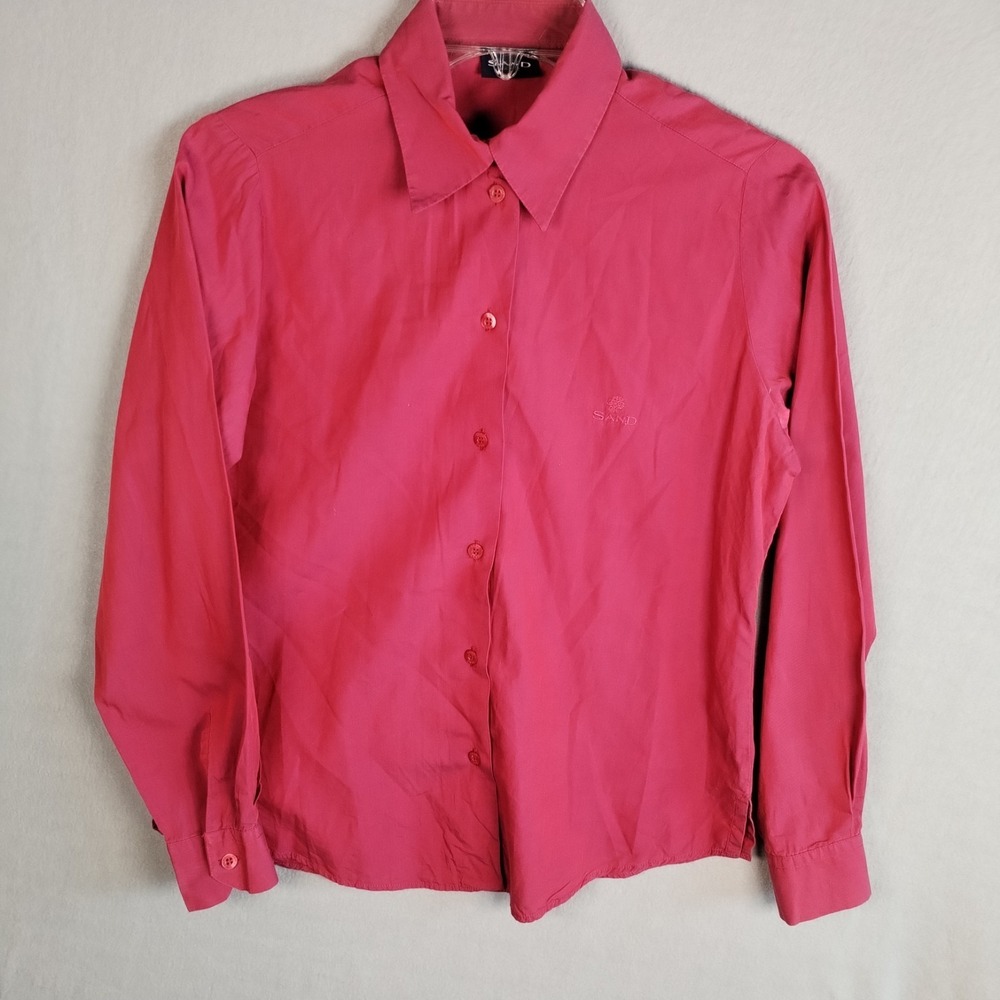 SAND COPENHAGEN Iridescent Red Cotton Shirt Women's M P2P 19.5" Luminous Sheen